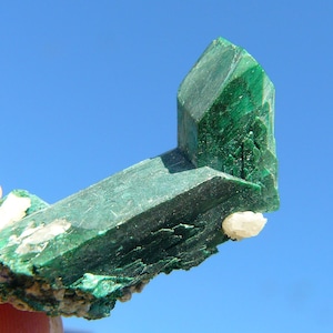 Malachite after Azurite Pseudomorph - Tsumeb Mine, Namibia - 33x17x17mm / 9.5g - Excellent Sharp Crystals and Velvet Lustre
