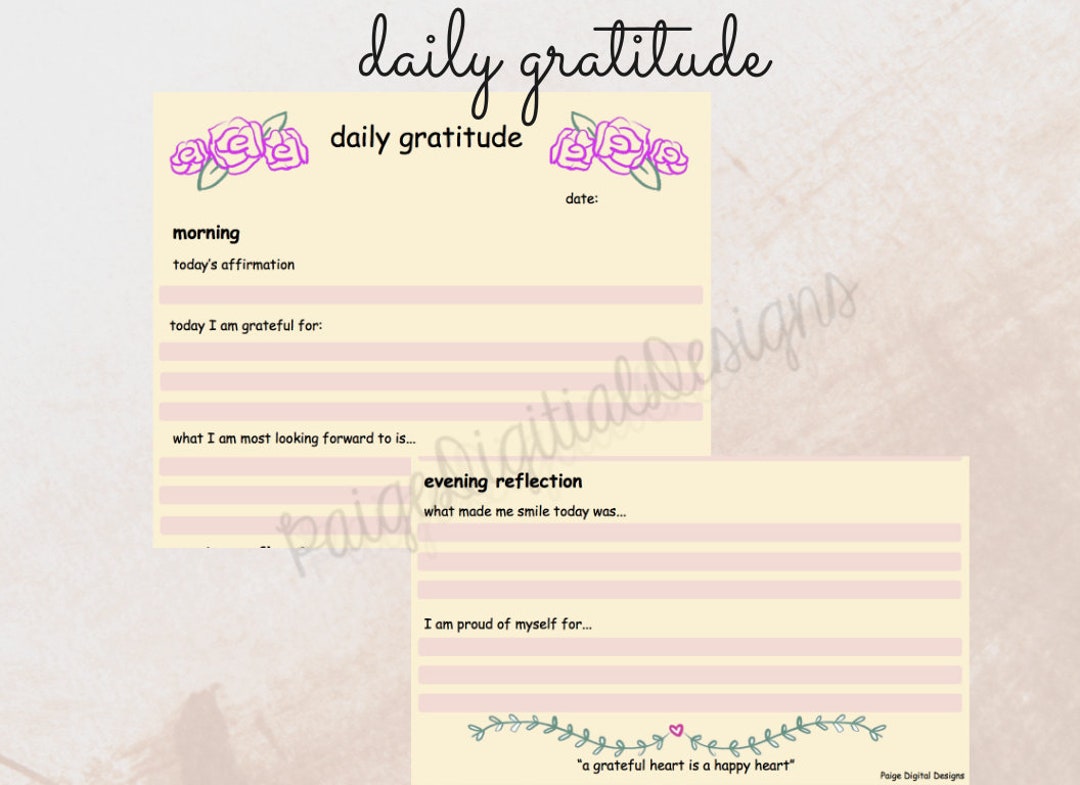Daily Gratitude Digital Download for Mental Health and Wellness - Etsy