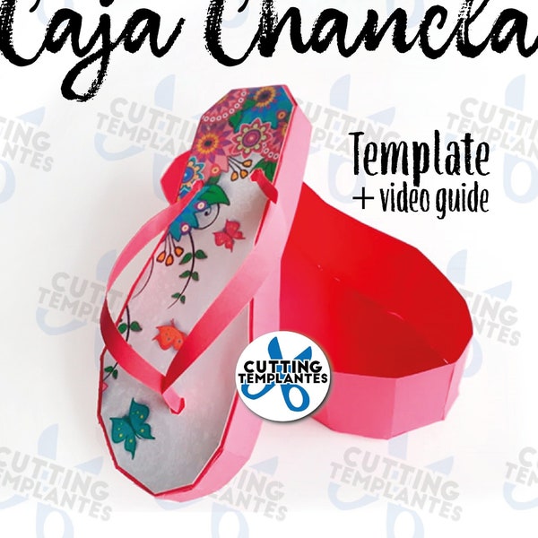 Caja Chancla SVG, caja forma de chancla, sandalia, chancleta 3D, regalo de mamá, Mother's Day, Chancla BOX 3D template svg /studio/pdf/video