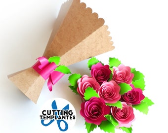 Paper flower bouquet + assembly video Paper flower bouquet / paper base / Valentine's Day gift / Mother's Day SVG STUDIO PDF