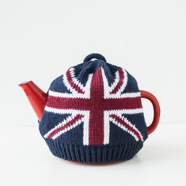 Housse confortable drapeau britannique pour petite théière (2-3 tasses), housse tricotée à la main en laine pour bouilloire, cadeau pour amateur de thé et hôtesse, cadeau pour homme