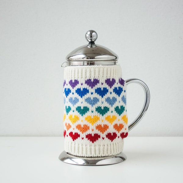 Wool Knitted Cozy for French Press, Coffee Pot Cover, Cafetiere Warmer, Coffee Lover Gift