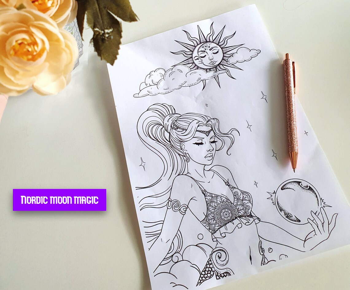 Aurora Coloring Page Instant Download Printable File JPEG | Etsy