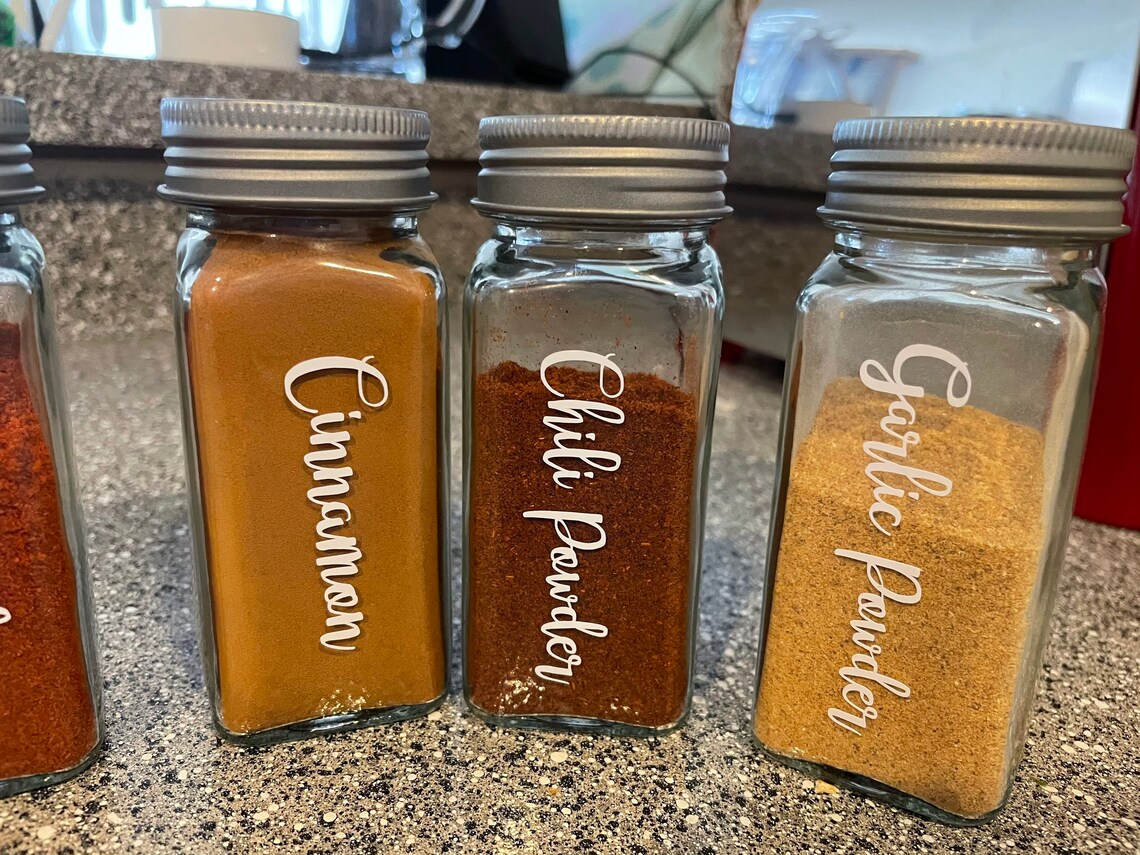 Custom Spice Jar Set Kitchen Decor Spice Jars Set of 6 Jars Etsy