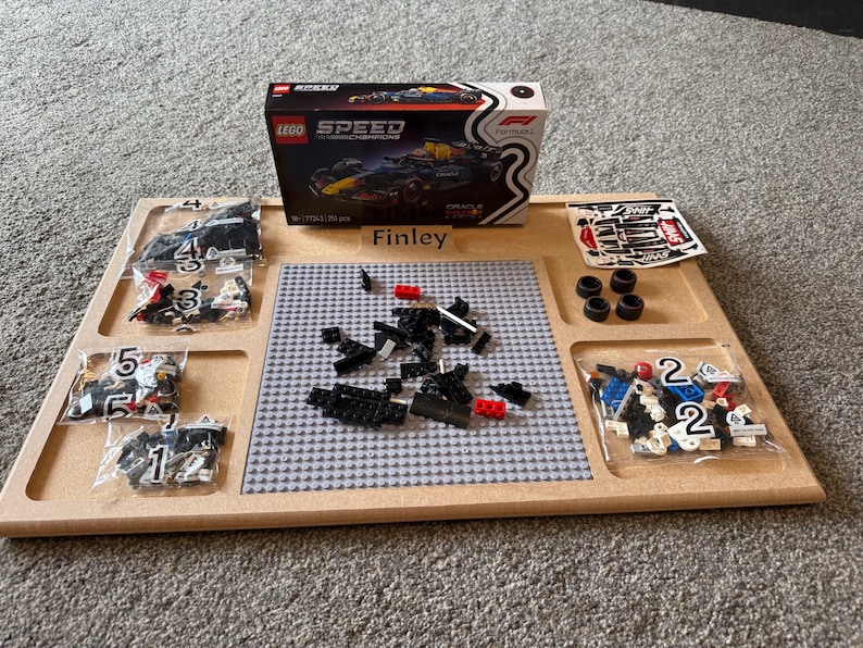 Large MDF Lego Tray with Sorting Sections & Baseplate image 1