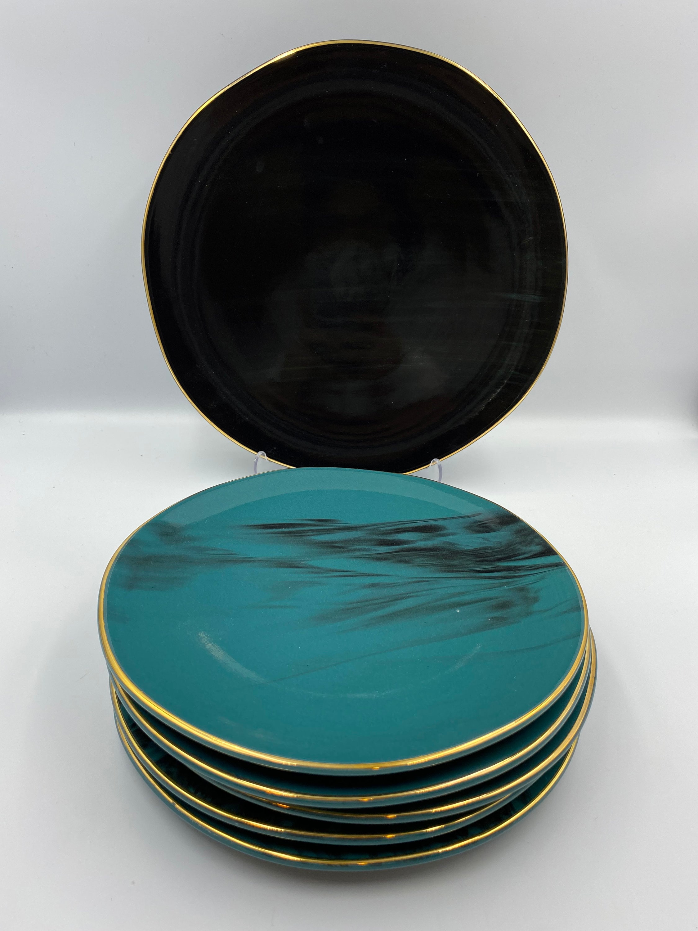 Porcelain Cake Plate Set 6 Pieces ' Parmle Series ' Etsy