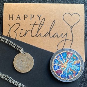 Birthday Card, Twelve constellations Lucky Gift Coin and Full Moon Necklace
