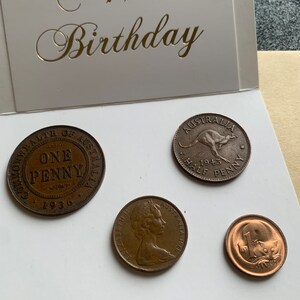 Birthday Card, With Vintage Coins