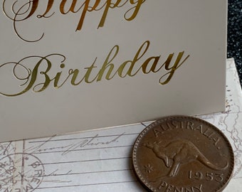 71st Birthday, 1953 Australian Penny with Mini Envelope