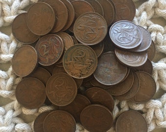 Australian 2 Cent coins. X 12, Mixed Dates.