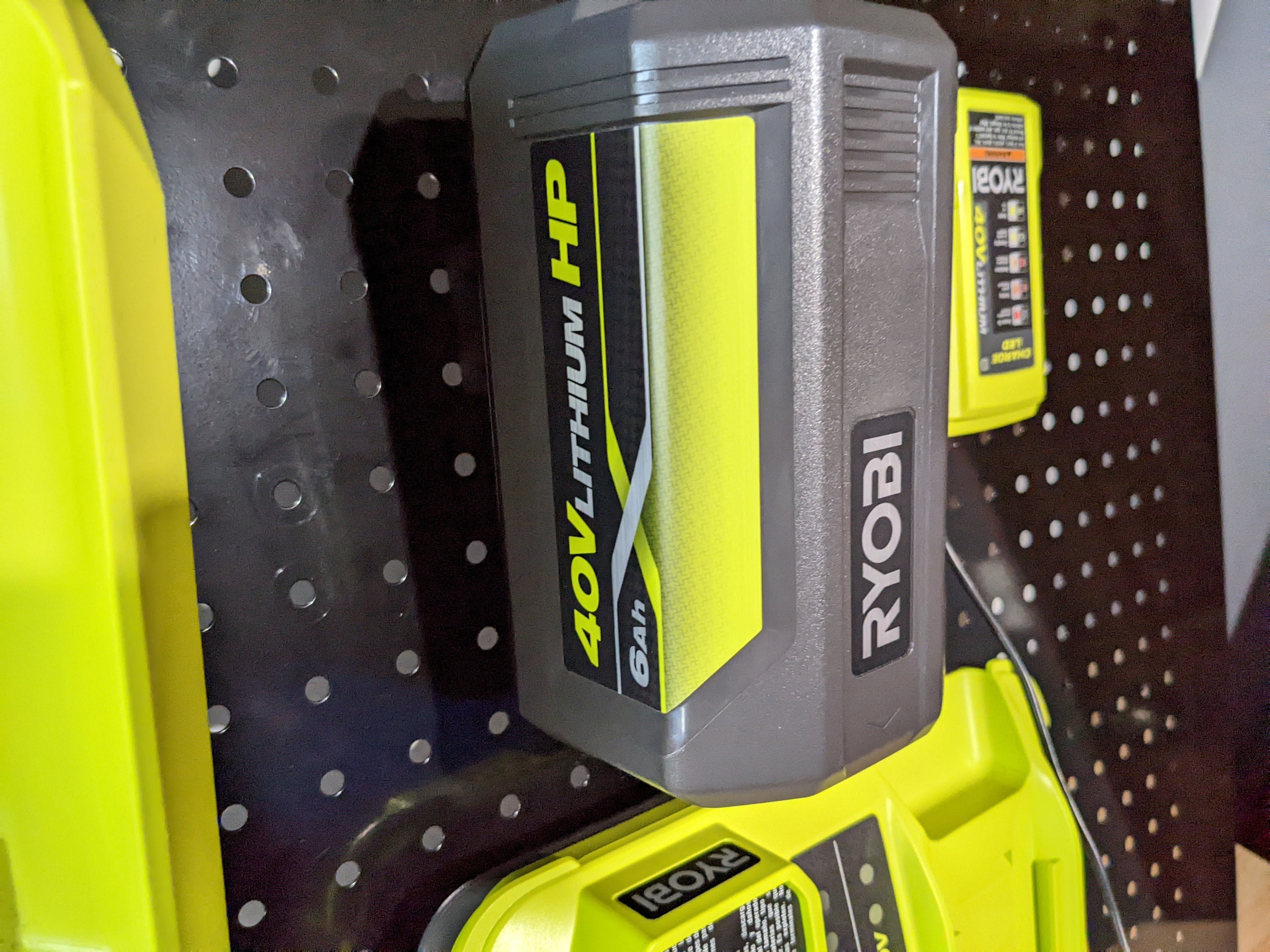 Pegboard Mounted Ryobi 40v Lithium Ion Battery Holder Etsy