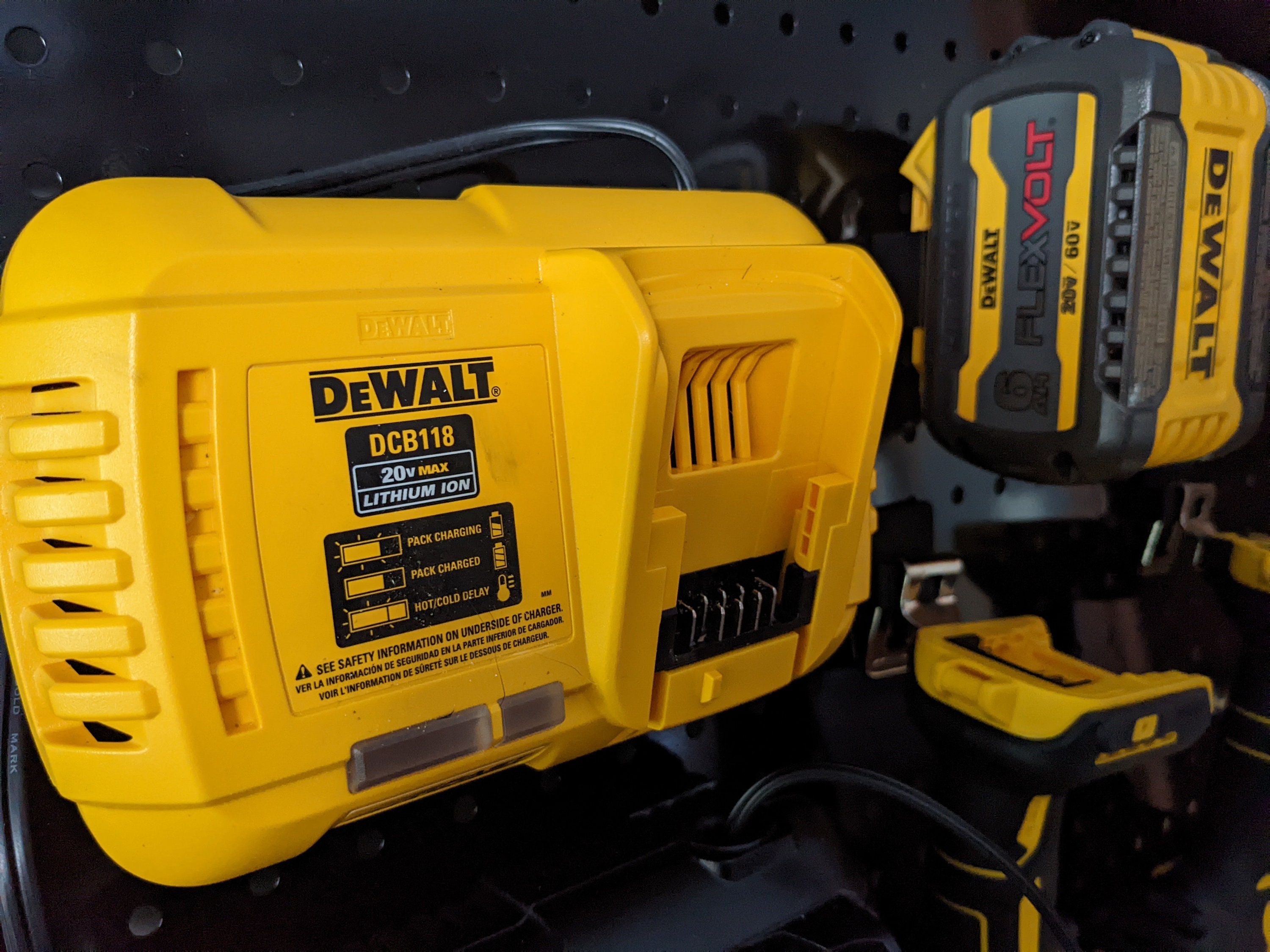Pegboard Mount Compatible With DeWalt Battery – Set Of 3, PETG Holders For 1/4" Hole Pegboard, Space-Saving Wall Storage For Workshop & Garage