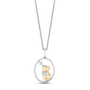 Winnie The Pooh Honigbienen-Halskette, Runder Moissanit Diamant-Halskette, zweifarbiger Anhänger, Kinderkleidung-Anhänger, Taufgeschenk, Pooh-Bär-Anhänger