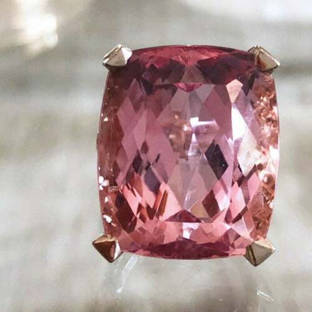 Pink Cushion Cut CZ Diamond Ring Hidden Halo Set Etsy