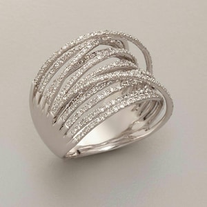 Intertwined Crossover Ring, Round Moissanite Diamond Wedding Ring, Multi Layer Criss Cross Ring, Cocktail Party Wear Ring, Anniversary Gift