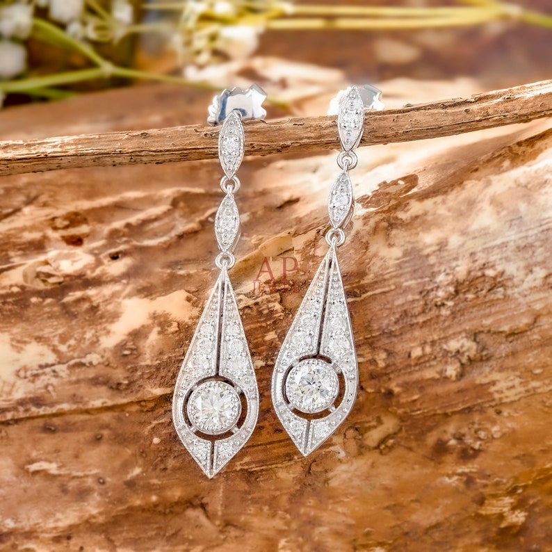 Antique Art Deco Earring Elegant Wedding Diamond Earring - Etsy