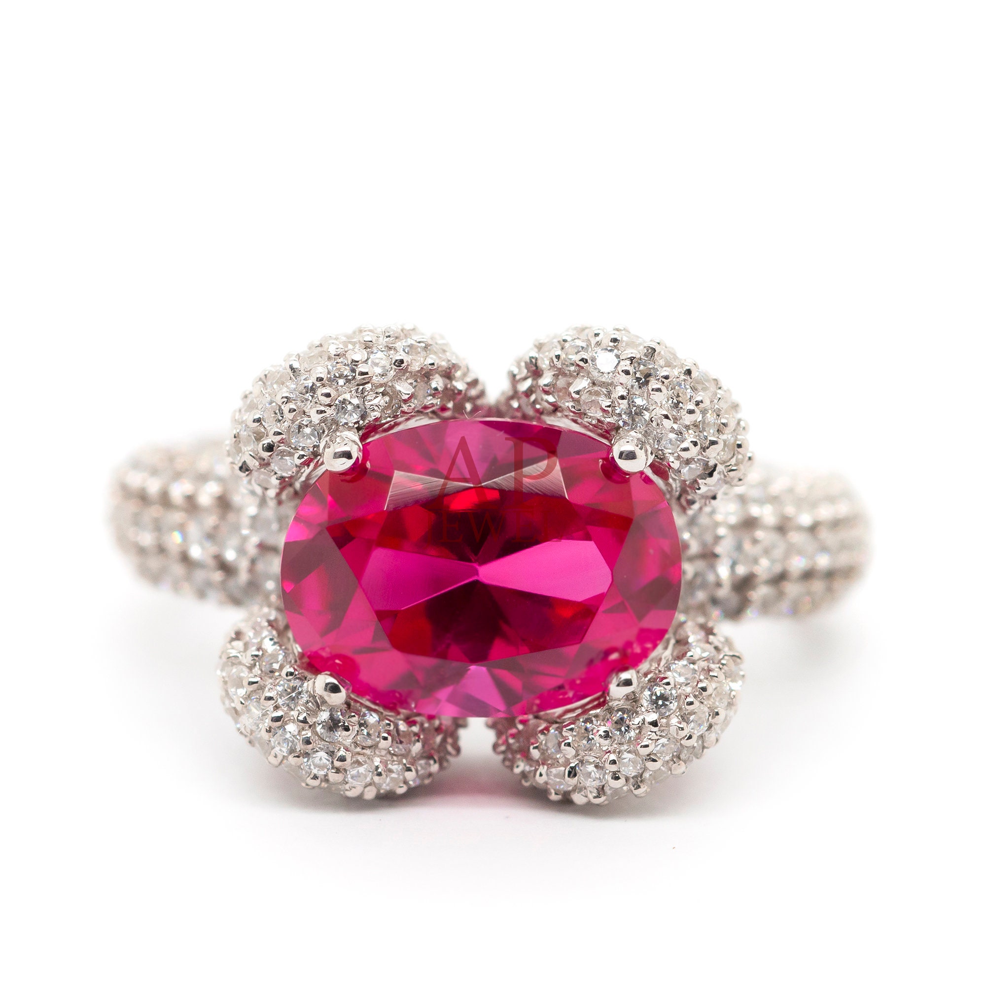 12.00 X 10.00 MM Oval Cut CZ Pink Diamond Wedding Ring | Etsy