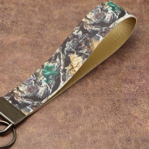 Camouflage Key Fob Wristlet W/ Gold Backing