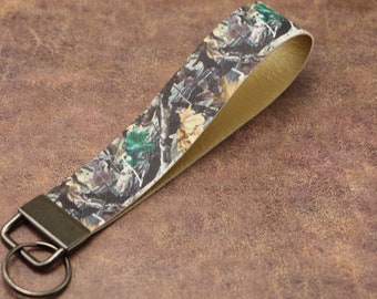 Camouflage Key Fob Wristlet W/ Gold Backing