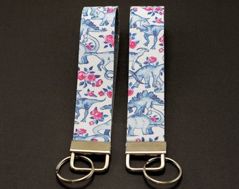 Dinosaur Key Fob Wristlet | Floral Dino Wristlet