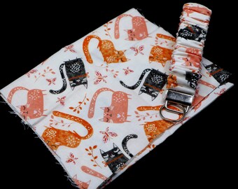 Orange & Black Cats Key Fob Wristlet | Cat Wristlet | Scrunchie Cat Wristlet