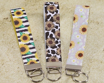 Sunflower Key Fob Wristlet | Summer Vibes Wristlet | Flower Wristlet