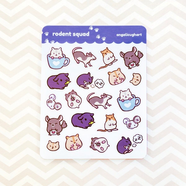 Rodent Squad Sticker Sheet | 4 x 5 INCH Cute glossy stickers for planner, journal, scrapbook, bullet journaling, crafts