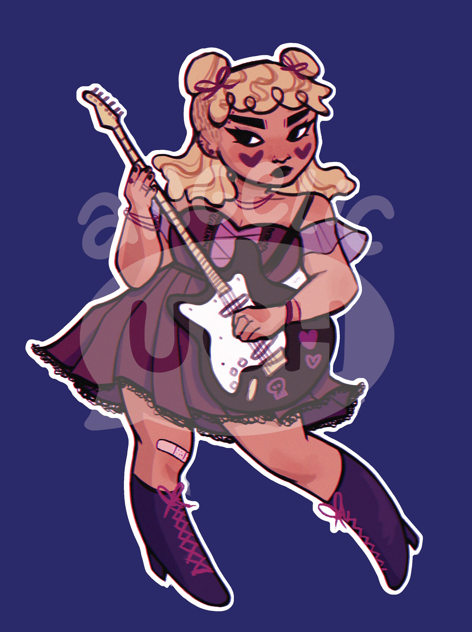 Rock n' Roll Girl holographic sticker Cute aesthetic | Etsy