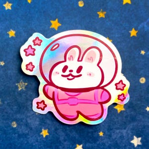 Sticker ruimtebroodje | 2,5 INCH holografische stickers voor planner, dagboek, plakboek, bullet journaling, knutselen