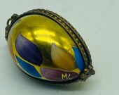Vintage Rochard hand painted ceramic egg Limoges France signed MC