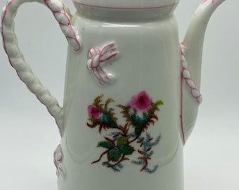 Antique 19th century Haviland and Co. Coffee pot pink roses