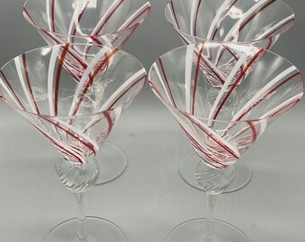 EASTERN ART GLASS Hand Made Peppermint set of 4