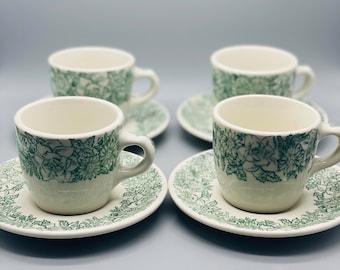 Juego de 4 tazas y platillos de café vintage de Wallace Restaurant ware
