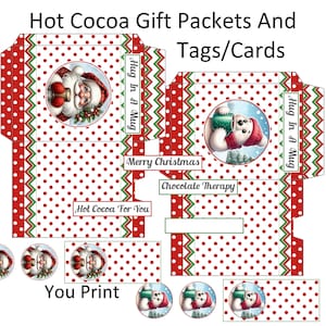 Printable Hot Cocoa Gift Packet: Santa & Bear Tags (Digital Download)