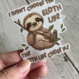 Sloth Water Resistant Stickers 3 inches Sloth Decals Laptop Stickers Decal Water Bottle Stickers Set of 3 Protective Overlay image 2