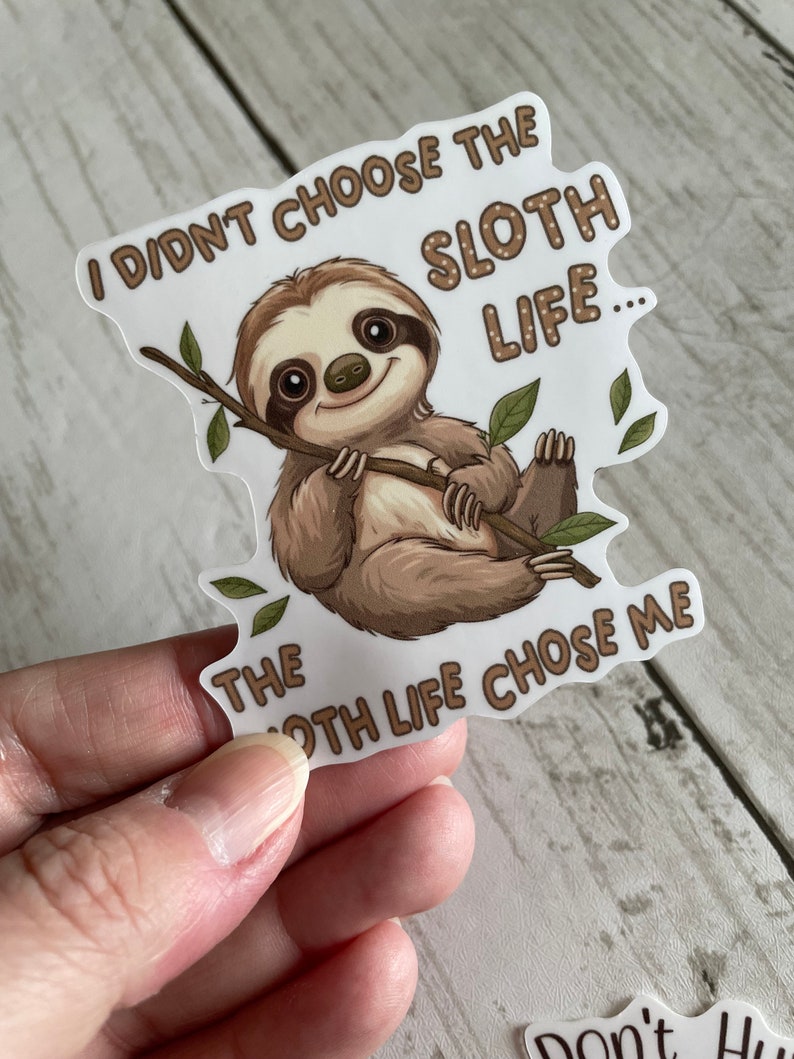 Sloth Water Resistant Stickers 3 inches Sloth Decals Laptop Stickers Decal Water Bottle Stickers Set of 3 Protective Overlay image 2
