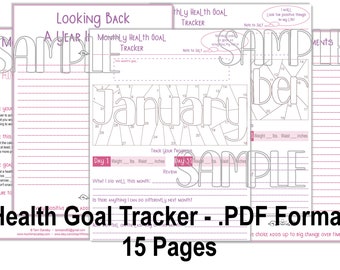 Printable Monthly Health Tracker | Weight Loss Tracker | Monthly Tracker | Goal Tracker | Planner Tracker | 8.5" x 11" | Digital Download