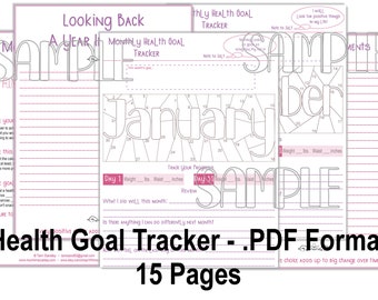 Printable Monthly Health & Weight Loss Tracker (Digital Download)