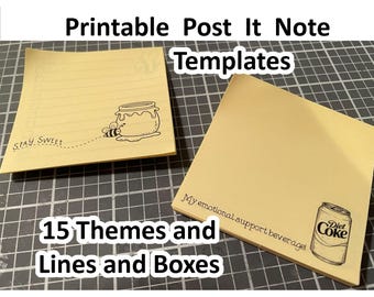 Plantillas de notas adhesivas, imágenes para bloc de notas adhesivas, 15 temas para elegir, descarga digital