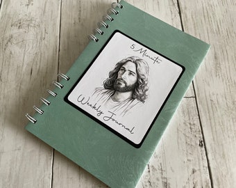 5 Minute Weekly Journal - Tutorial and Graphics to Make Your Own Book - Jesus Savior Scriptures - Digital Download - You Print PNG, PDF