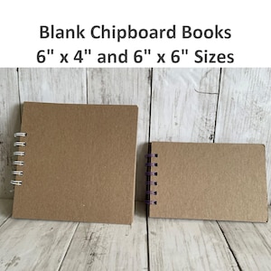 Chipboard Books, Blank Notebooks, 4 x 6 and 6 x 6 chipboard books, blank chipboard book, blank journal, junk journal, Cinch binding