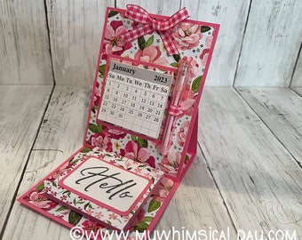 Tutorial Sticky Note Calendar Easel Stand | Stampin' Up! paper | Digital Download | Detailed tutorial and 2023-2024 calendar pages to print