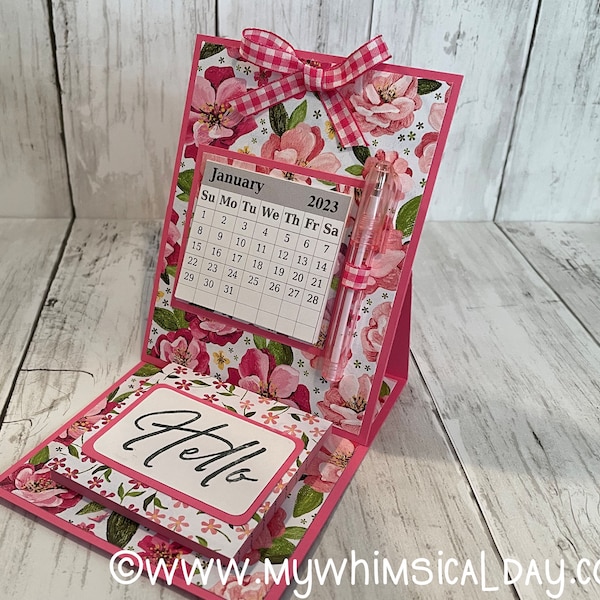 Tutorial Sticky Note Calendar Easel Stand | Stampin' Up! paper | Digital Download | Detailed tutorial and 2023-2024 calendar pages to print