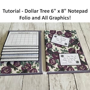 May include: A 6" x 8" notepad folio with a floral and raven design. The open folio reveals a calendar and several notepads. The cover features purple roses, ravens, and inspirational quotes.