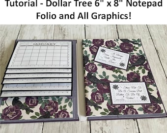 Tutorial Notepad Folio: Waterfall Pages, Blank Calendar (Digital Download