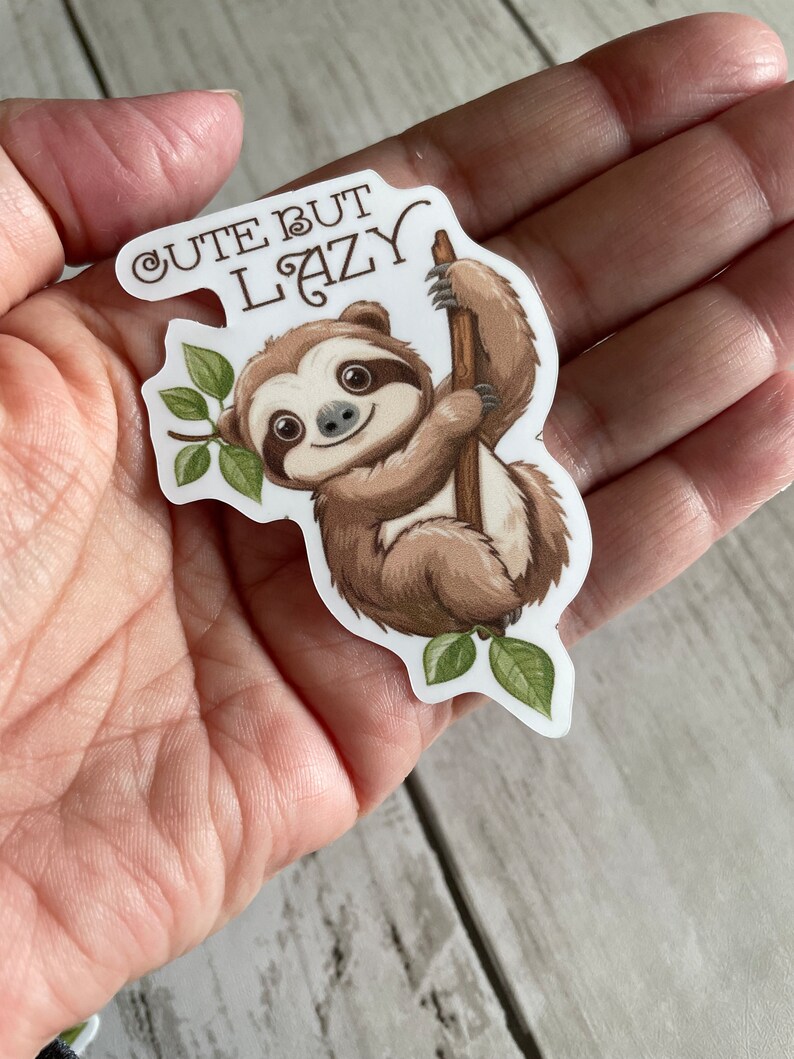 Sloth Water Resistant Stickers 3 inches Sloth Decals Laptop Stickers Decal Water Bottle Stickers Set of 3 Protective Overlay image 3