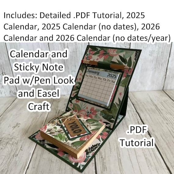 Sticky Note Calendar Easel Tutorial: Full BLANK calendar, Paper Craft (Digital Download)