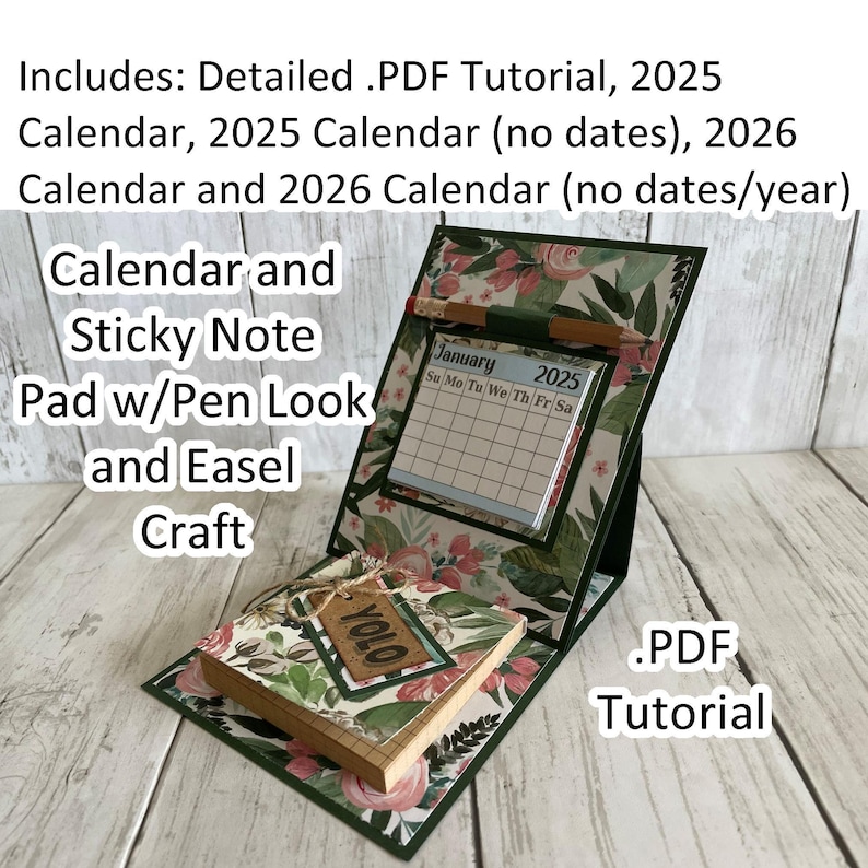 Sticky Note Calendar Easel Tutorial: Full BLANK calendar, Paper Craft (Digital Download) image 1