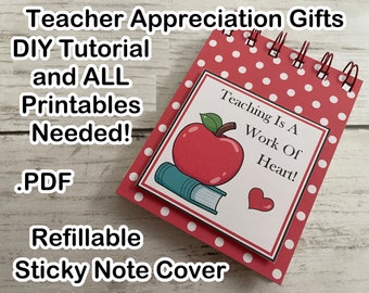 Tutorial - Teacher Appreciation Gifts | Sticky Notepad cover | Printable Instructions and all graphics needed | Sticker not included | .PDF