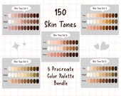 150 Skin Tone Colors, Procreate Skin Color Palettes Bundle, iPad Procreate tools, Warm, Cool And, Olive Undertones, Base, Highlight, Shadow